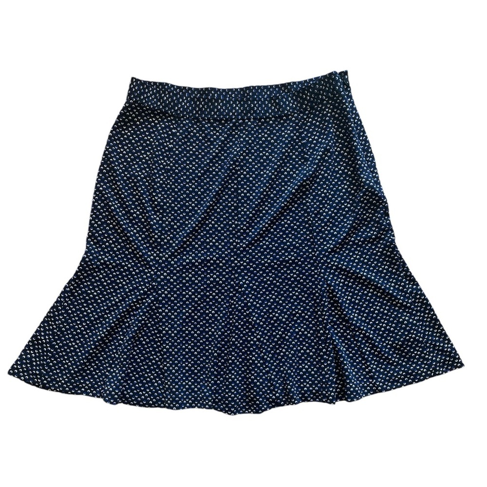 Talbots midi skirt 8 petite black blue white office capsule stretchy all-season